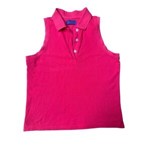 J.‎ McLaughlin Womens Sleeveless Polo Shirt Pink Pima Cotton Top M